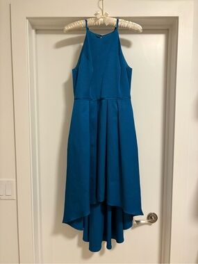 Aidan Mattox Teal Halter High-Low Dress